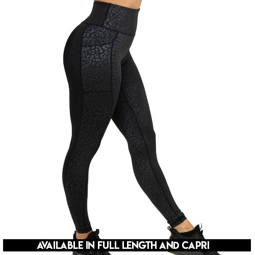 Black Leopard leggings available in full length and capri