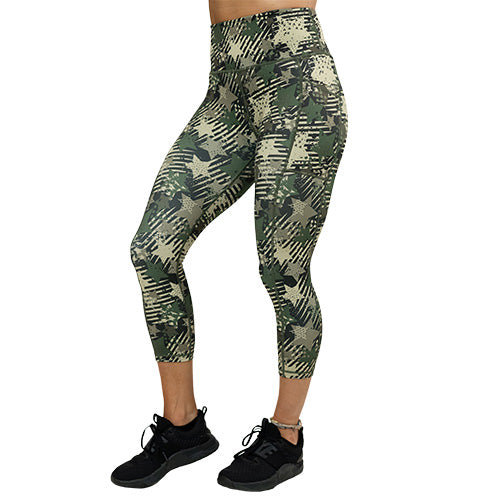 capri length green camo leggings