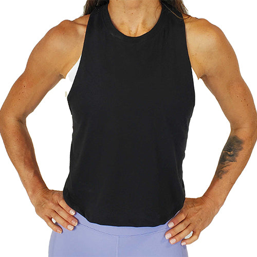 black waist length crop top