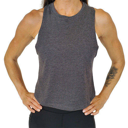 grey waist length crop top