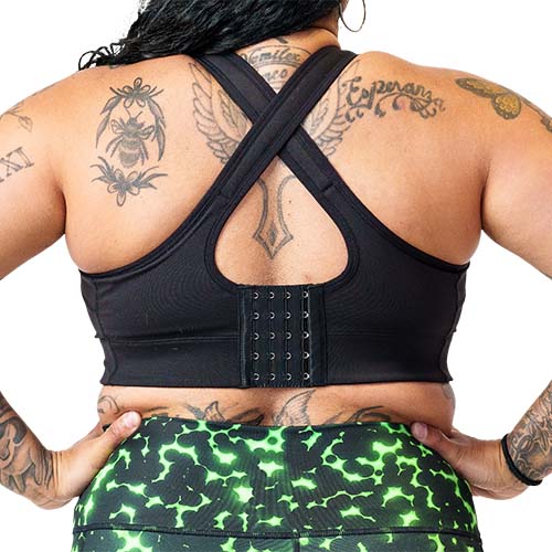 back view of bra straps that is being worn as a X back