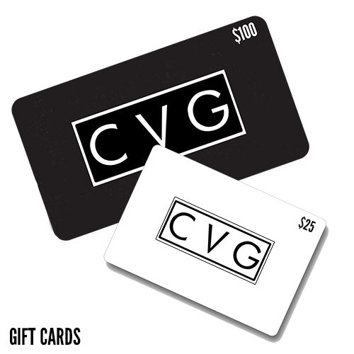 solid black CVG $100 gift card and solid white CVG $25 gift card