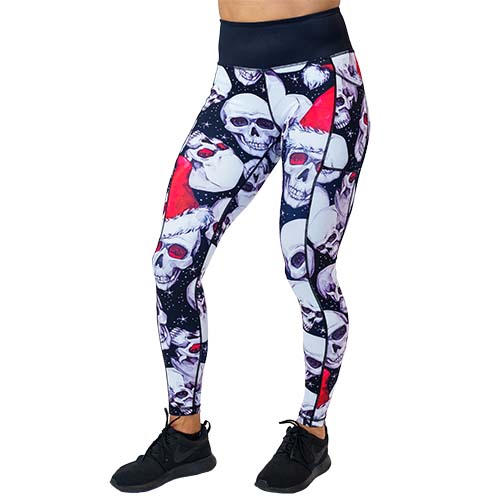 full length santa skull print leggings
