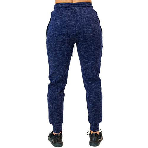 back of the Blue jogger pants with a drawstring on a white background