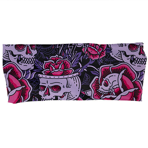 front of inked skulls print headband