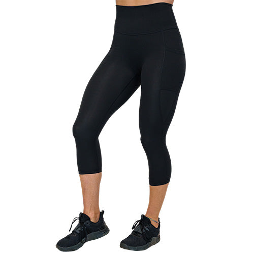 capri length solid black leggings