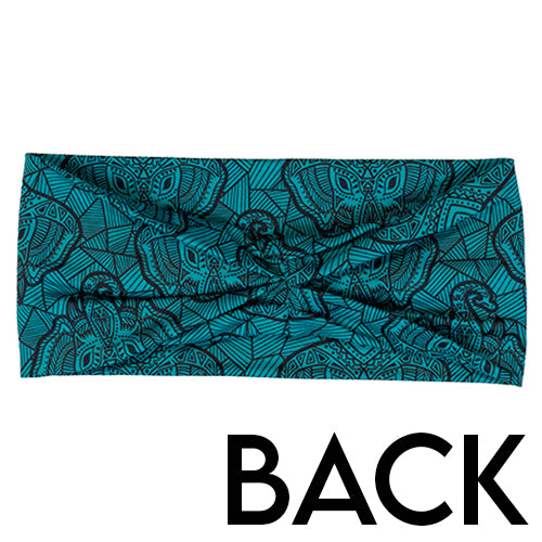 back of the blue elephant outline headband against a white background