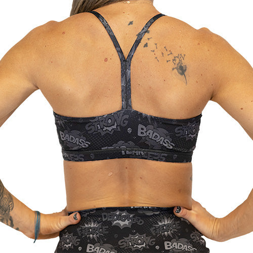 back view of black fearless bra