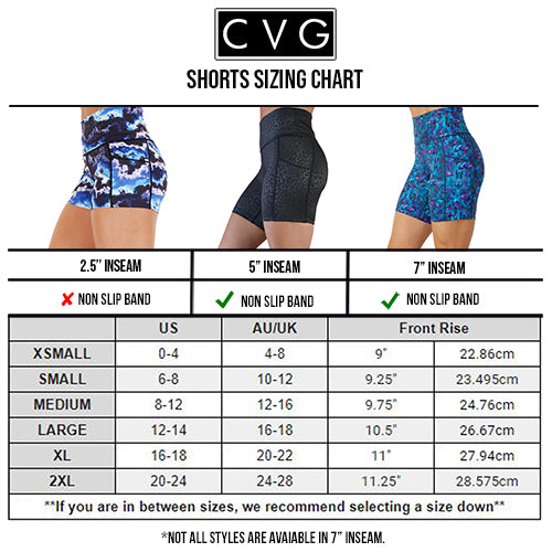 short's sizing chart