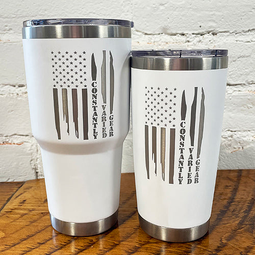 tumblers with cvg distressed flag design