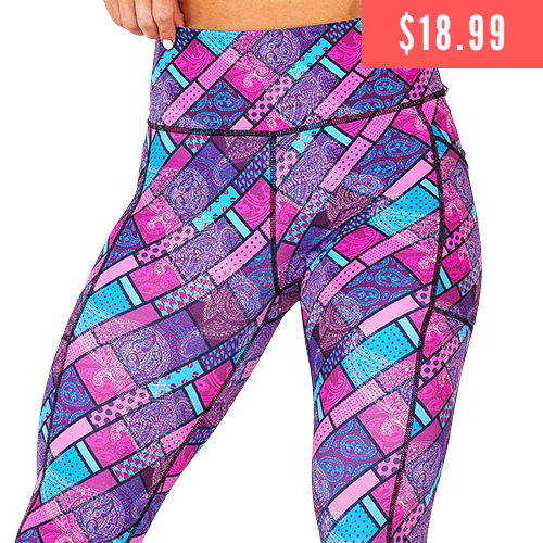 $18.99 purple, pink and blue paisley pattern leggings