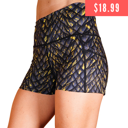 $18.99 yellow and grey scale pattern shorts