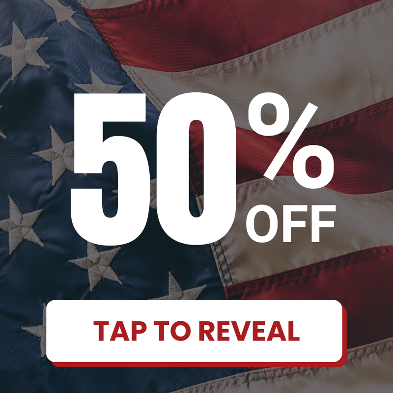 "50% off tap to reveal" labor day sale button