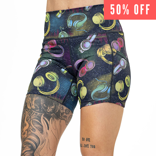 50% off headphone patterned shorts