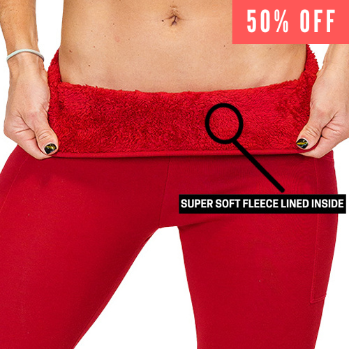 50% off red fleece lined leggings