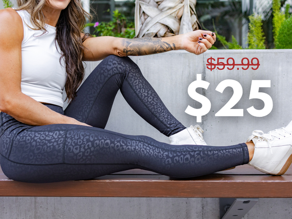 black leopard leggings that were once $59.99 are now $25