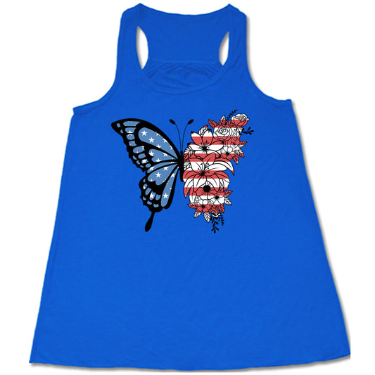 blue American Flag Butterfly Tank Top