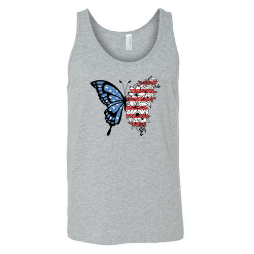 grey American Flag Butterfly Unisex Shirt