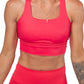 neon pink sports bra