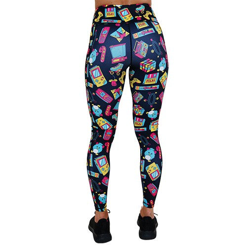 back of the full length 90s themed leggings