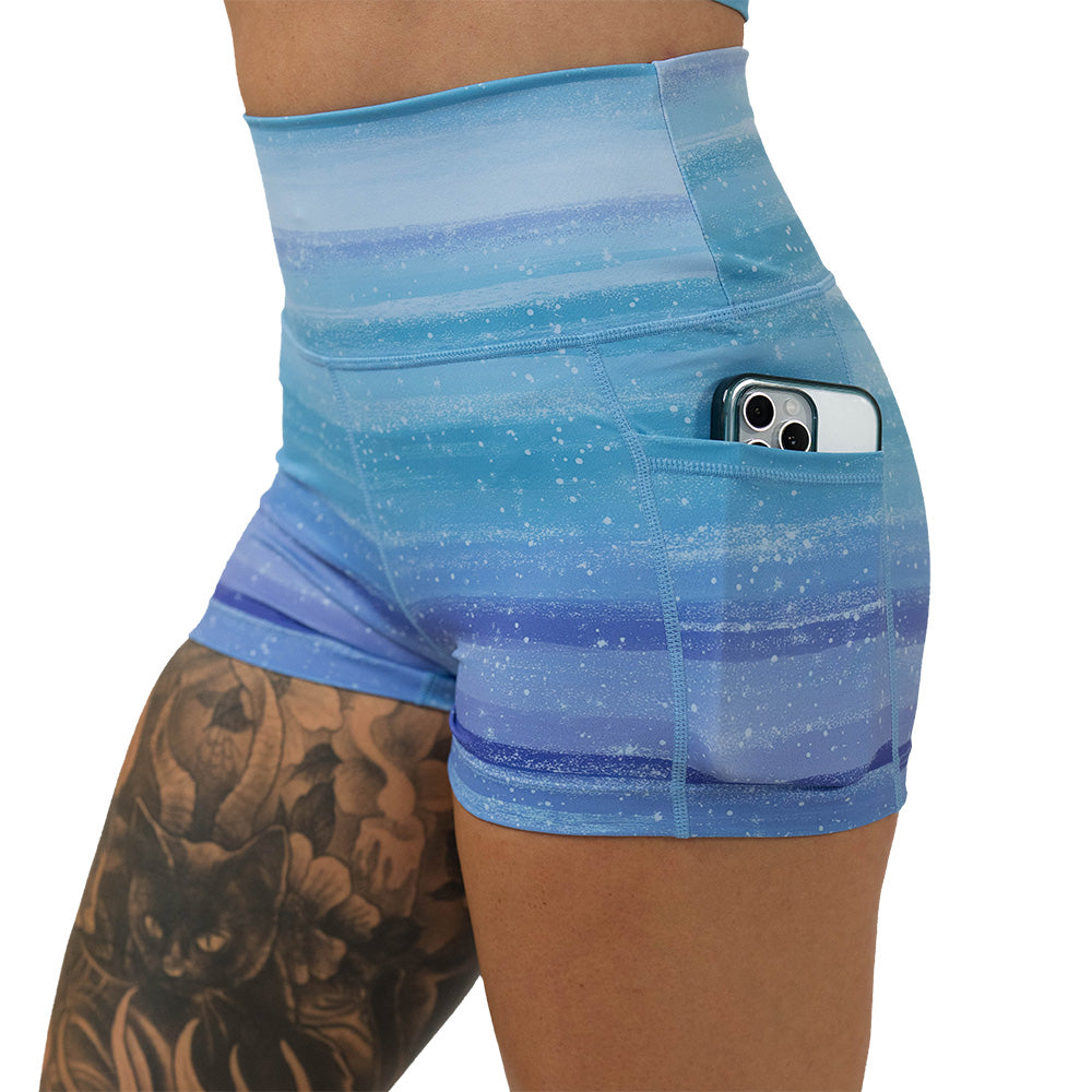 blue and white ombre shorts