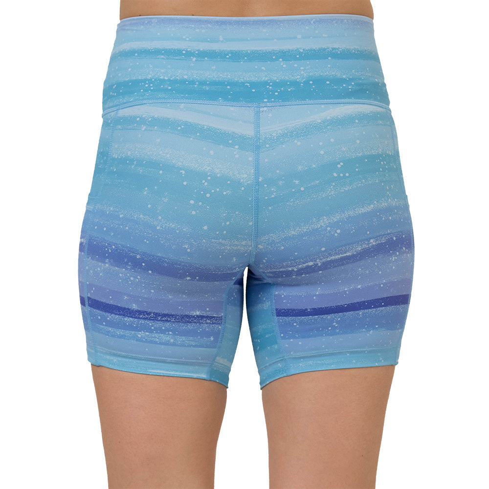 back of the blue and white ombre shorts