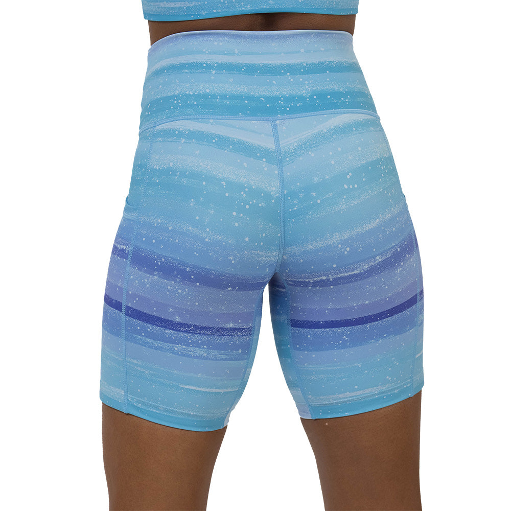 back of the blue and white ombre shorts