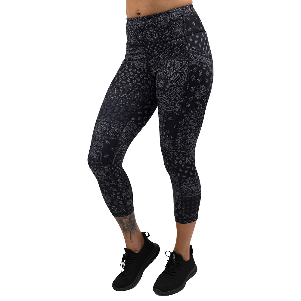 black paisley patterned leggings