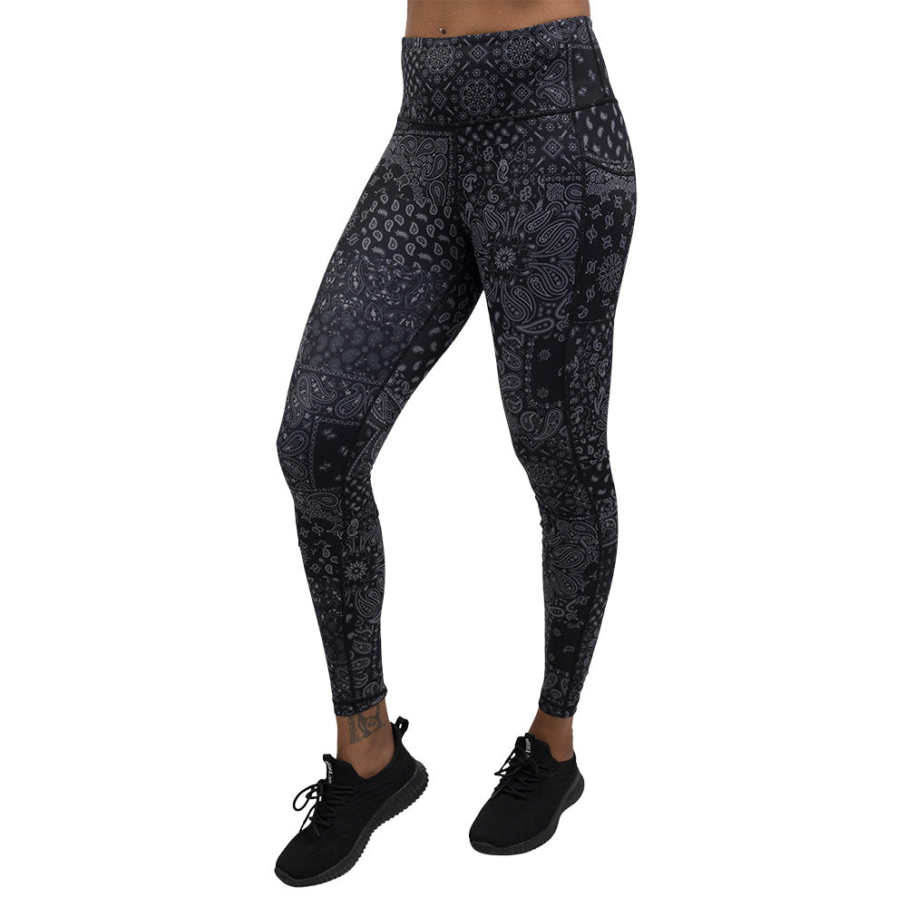 black paisley patterned leggings