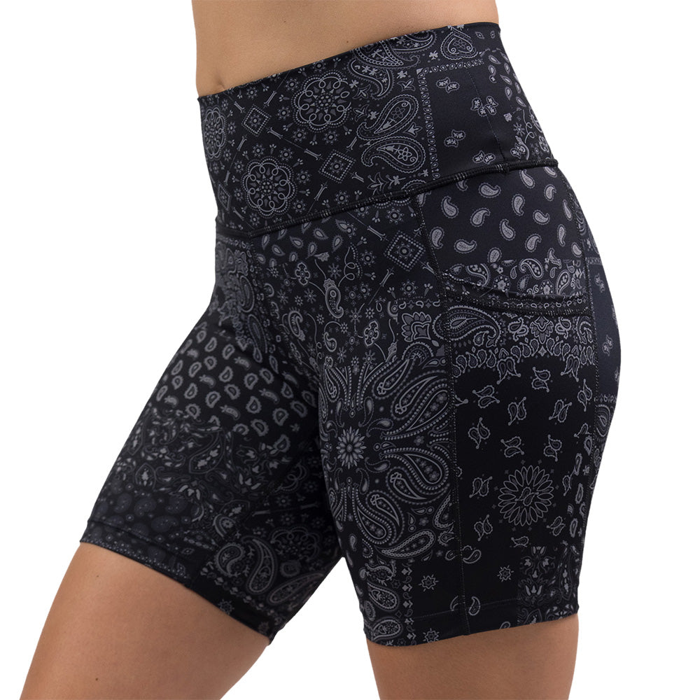 black paisley patterned shorts