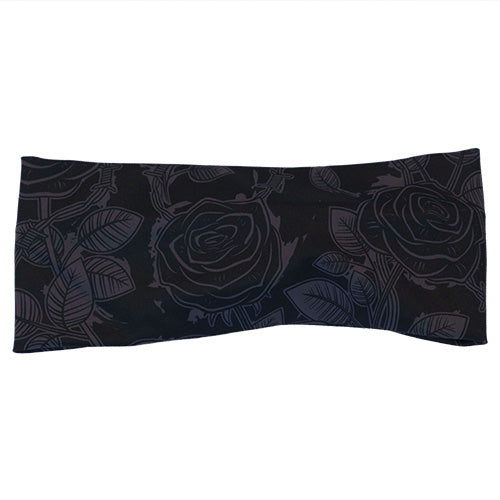 black and grey rose patterned headband