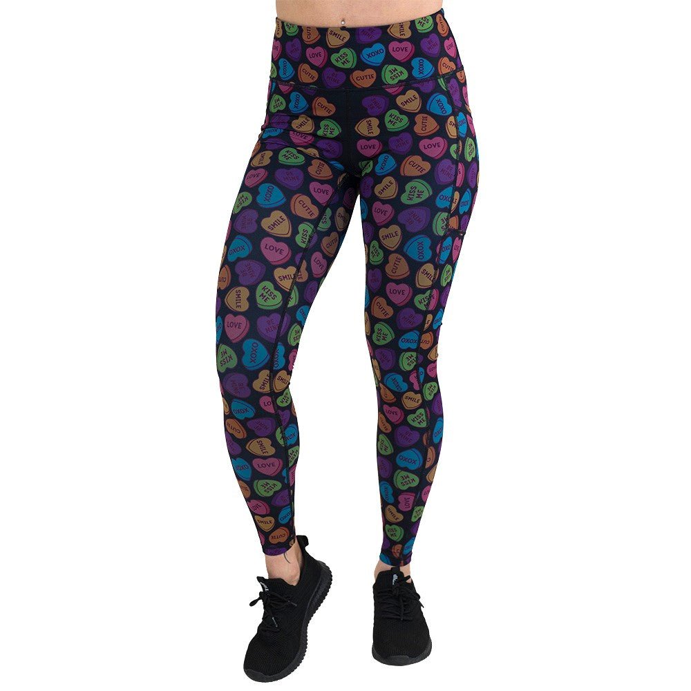 valentine heart candy print leggings