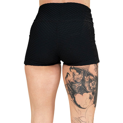 back of 2.5 inch black athlete armor shorts