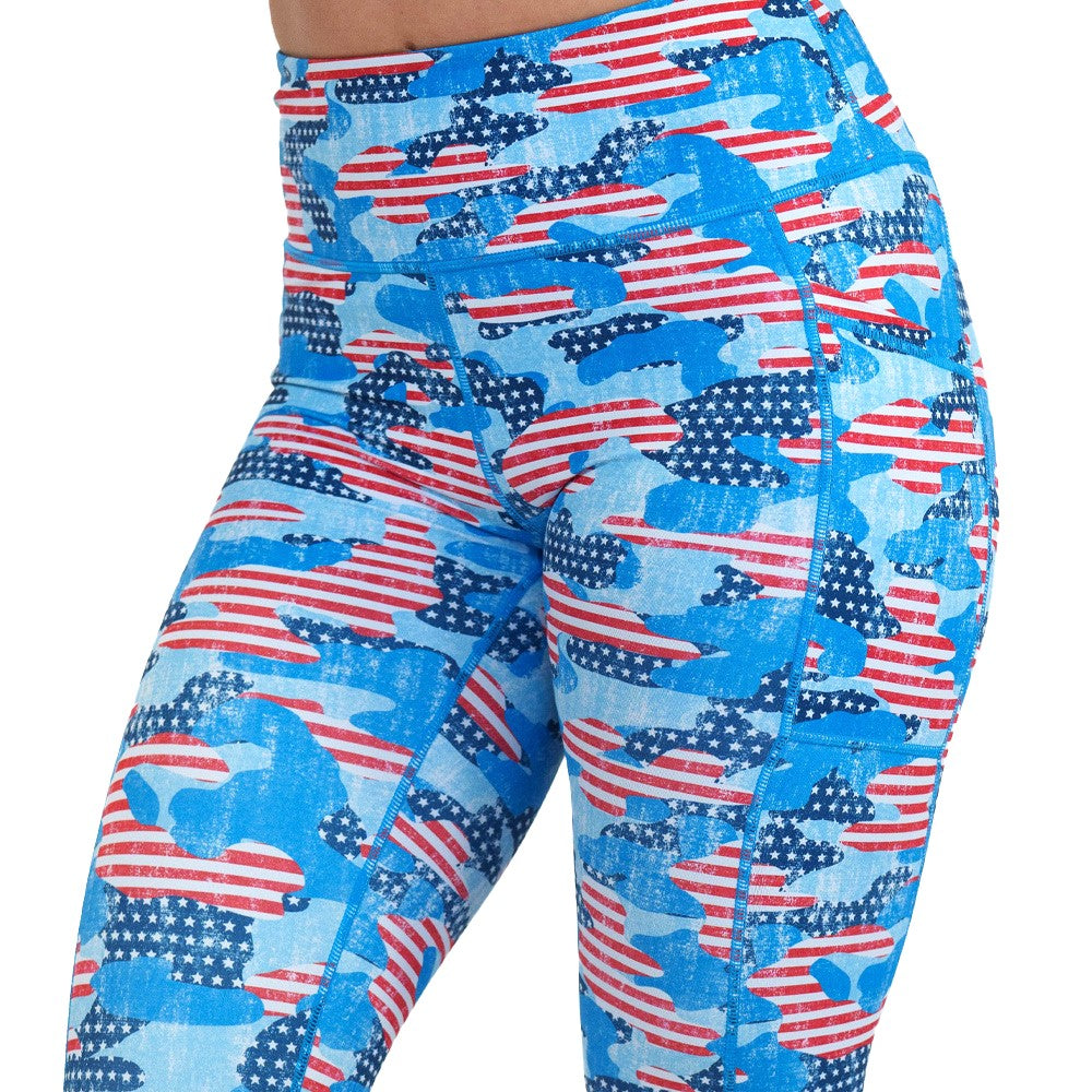camo flag print leggings