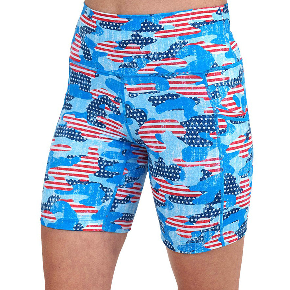 camo flag print shorts