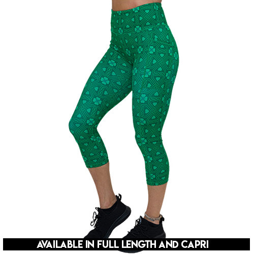 green celtic knots patterned leggings available lengths