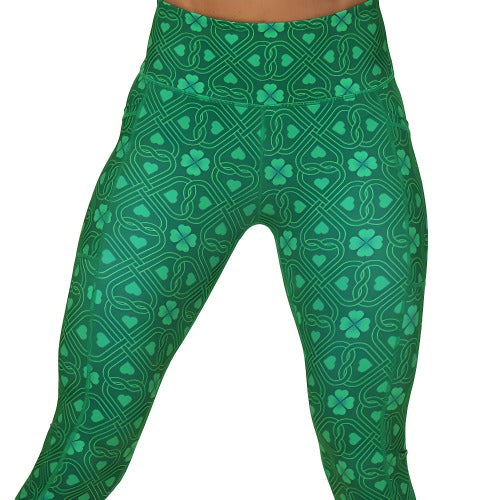 green celtic knots patterned leggings