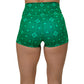 back of 2.5 inch green celtic knots patterned shorts