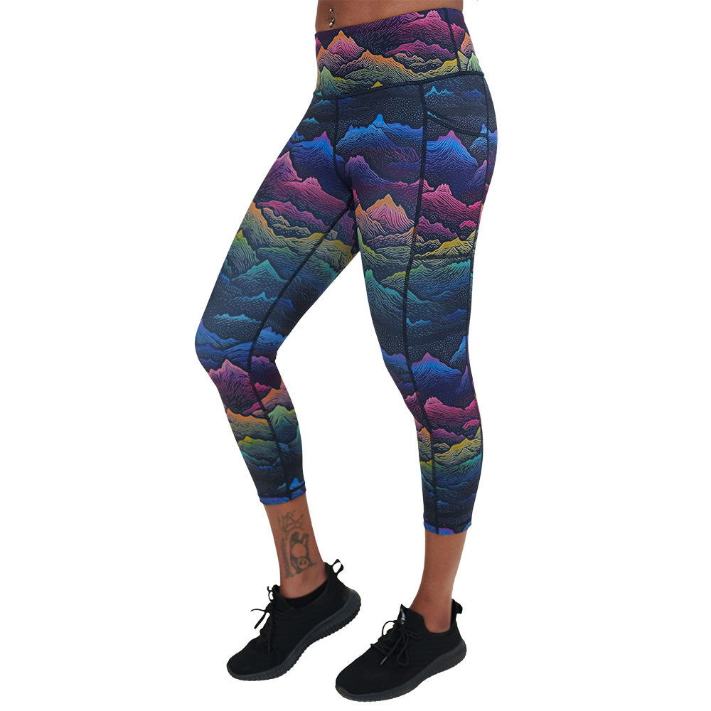 colorful mountain print leggings