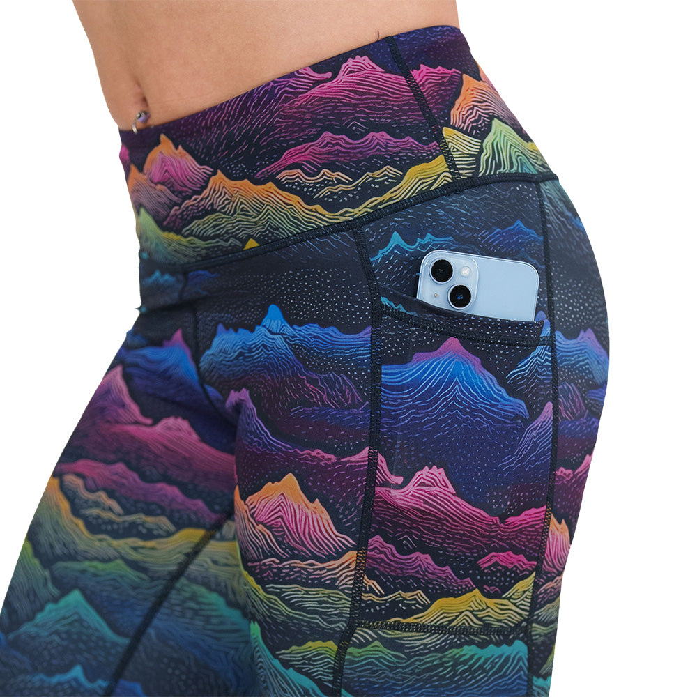 colorful mountain print leggings