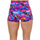 back of 2.5 inch colorful sloth patterned shorts
