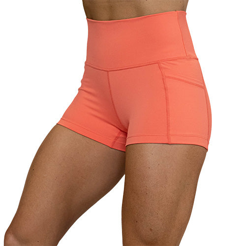 solid coral shorts