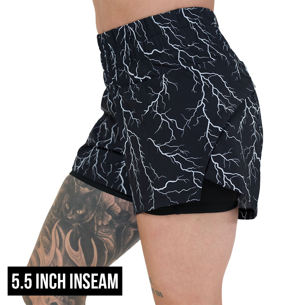 5.5 inch inseam lightning print shorts