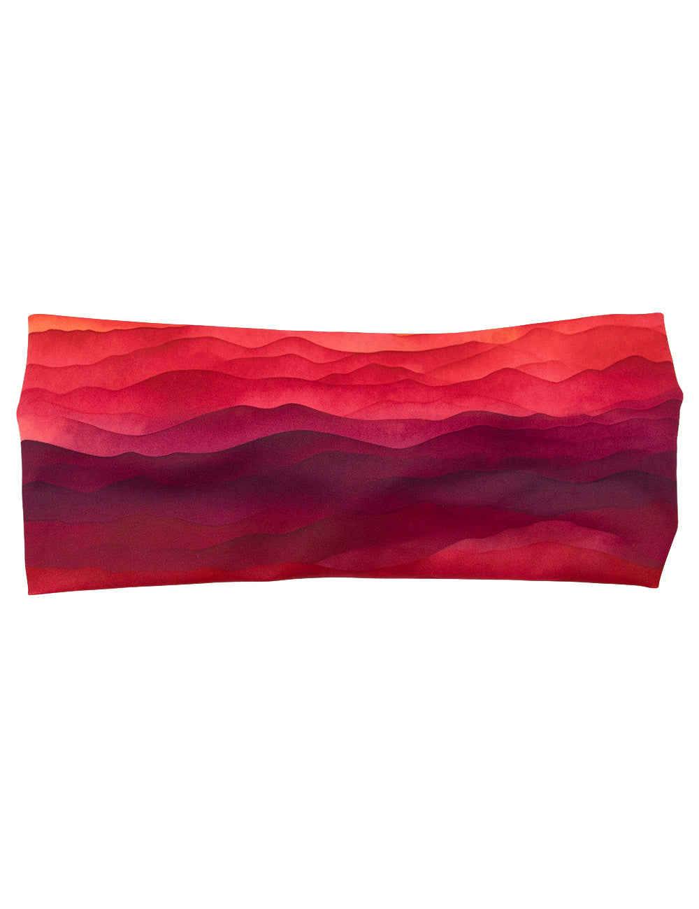 front of the red, yellow, and orange sunset stripes headband against a white background