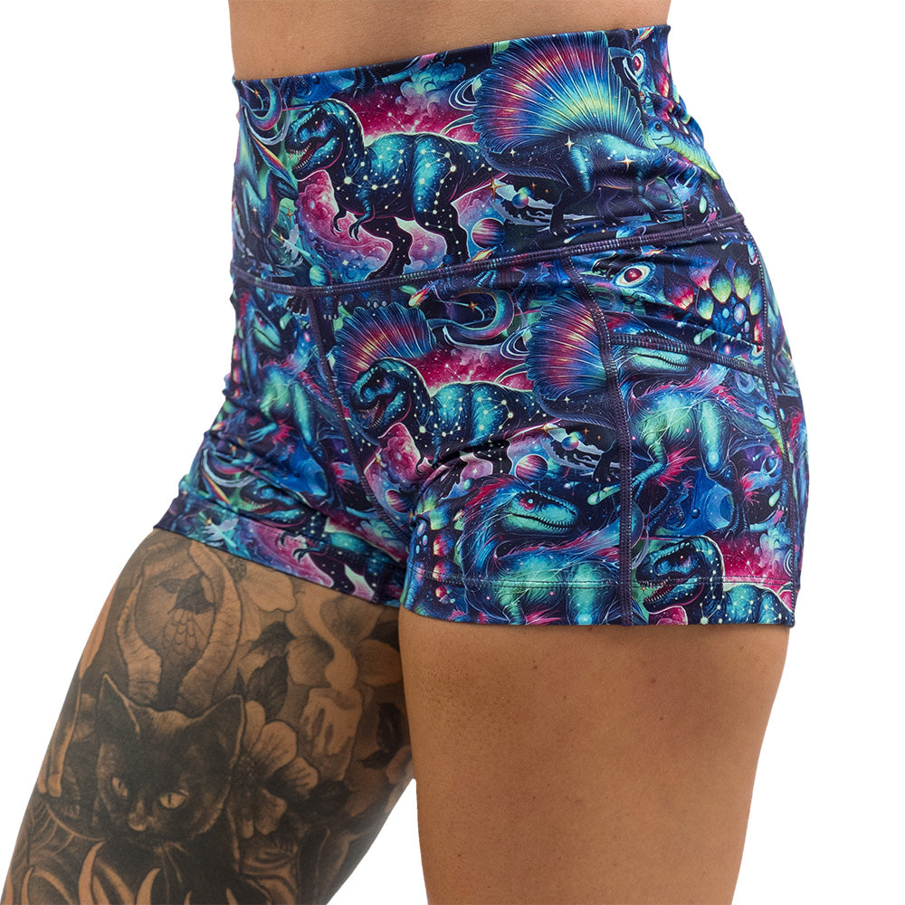 shorts with colorful dinosaur design