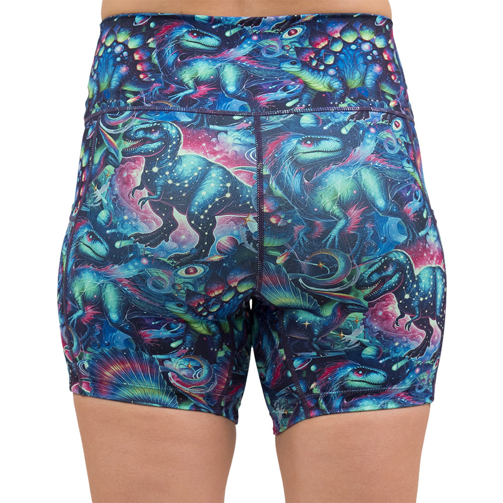 back of the shorts with colorful dinosaur design