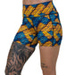 5 inch blue and yellow dragon scale print shorts