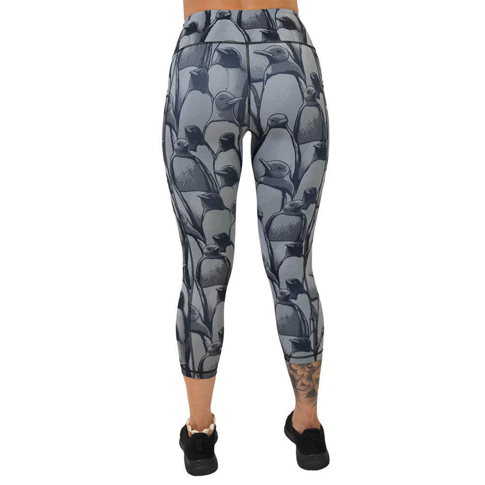 back of the penguin patterned leggings