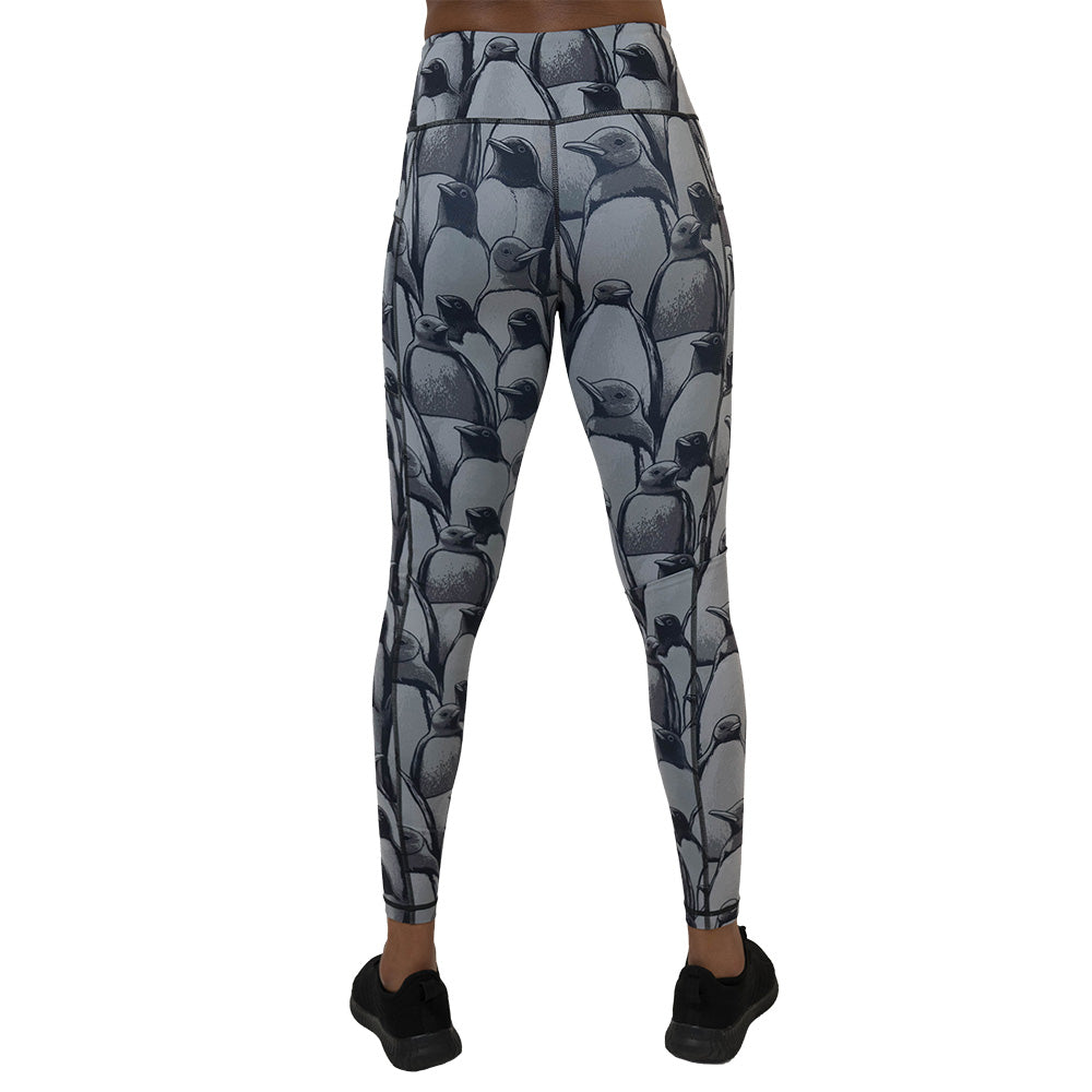 back of the penguin patterned leggings