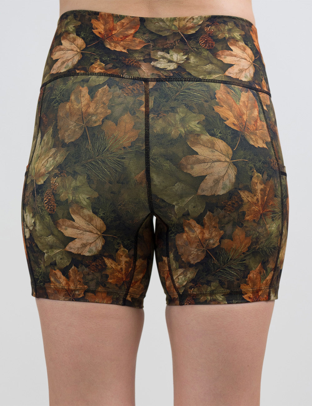 back of the 5 inch forest floor covered in leaves shorts against a white background